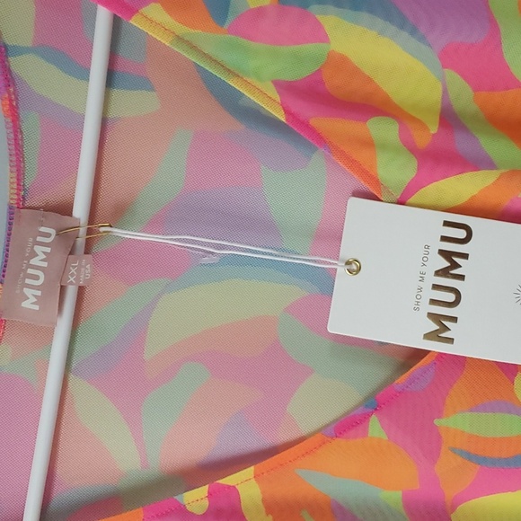 NWT SHOW ME YOUR MUMU SANTOS COVER UP VIBRANT SHEER MAXI DRESS IN NEON TROPICS - Picture 10 of 15